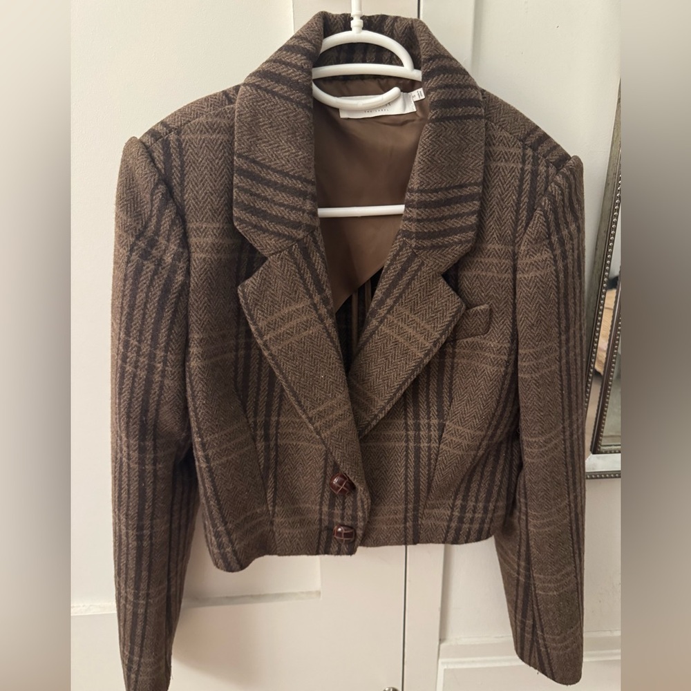 ASTR Brown Plaid Cropped Blazer